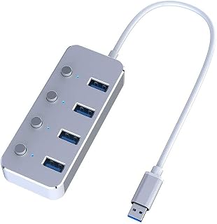 SDFGH Aluminum Alloy 4 Port USB 3.0 Hub Sub-Control Switch HUB 60/120cm Cable Upto 5Gbps Splitter (Color : White-Fruit peach5)