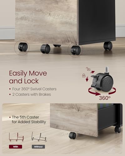 Image of VASAGLE 2-Drawer File Cabinet, Small Rolling Filing Cabinet