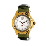 VOSTOK | Komandirskie 439322 Red Star Orologio da polso meccanico a carica manuale | Green Strap B®