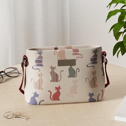 Signare Tapestry Crossbody Bag Shoulder Purse for Women In Cheeky Cat Design (XB02-CHEKY)