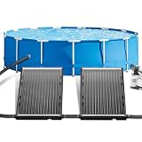 UISEBRT Solar Pool Heater, UV-beständiger Kunststoff mit Schutzplatte gegen Staub & Blätter, 111.5x66x6.5 cm, Aluminium-Standfüße, Solarkollektor für Gartenpool, Badesaison verlängern，1er Set