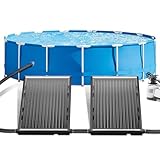UISEBRT Solar Pool Heater, UV-beständiger Kunststoff mit Schutzplatte gegen Staub & Blätter, 111.5x66x6.5 cm, Aluminium-Standfüße, Solarkollektor für Gartenpool, Badesaison verlängern，1er Set