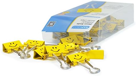 Rapesco 1427 25 mm Smile Foldback klamerki, żółte, 35 sztuk