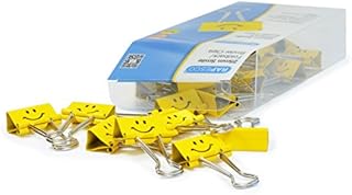 Rapesco 1427 25 mm Smile Foldback klamerki, żółte, 35 sztuk