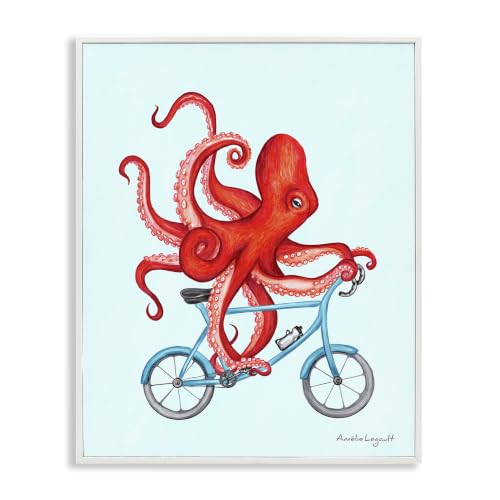 Octopus Bike Nautical Novelty, 24 x 30 Inch Framed Giclée Print