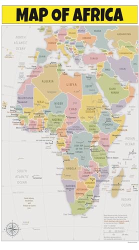Map of Africa 18x24 - Laminated Wall Map Poster Print Perfect for Classrooms and Homes - Vivid Imagery with Bright Colors
