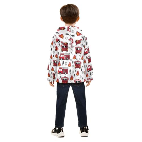 Fire Truck and Equipment Girls Fleece Jacket Girls Fall Jacket Girls Zip Up Hoodie Girls Sherpa Jacket 2-10T4