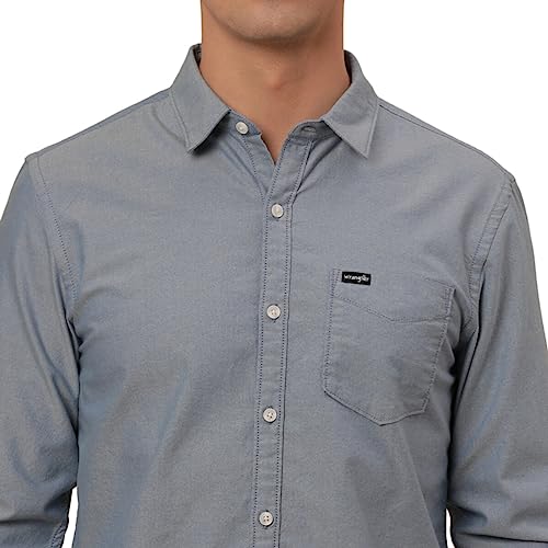Image of Wrangler Men's Solid Blue Shirt
