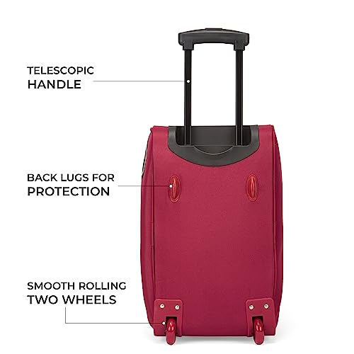 Image of Stony Brook by Nasher Miles Sunset Polyester Cabin Small 52 cm Maroon Wheel Duffel Bag for Travel | Duffle Bag with Trolley