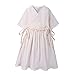 STOREYH Baby Mädchen Sommer A-Linie Kurzarm Baumwolle Leinen Einfarbig Kleider Kleinkind Prinzessin Blusenkleid Basic V-Ausschnitt Freizeitkleidung Party Fotoshooting