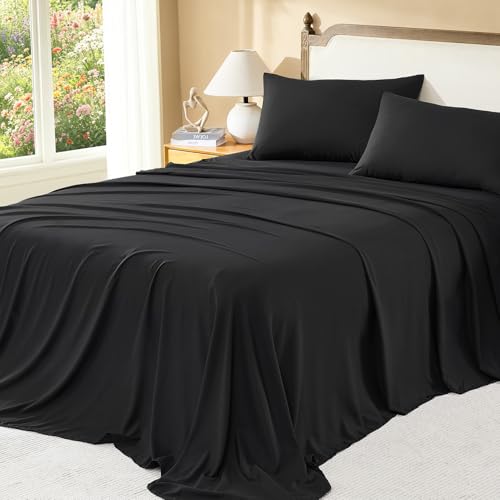 Image of Litanika Black Queen Size Comforter Set with Sheets - 7 Pieces Bed in a Bag Queen Tufted Complete Bedding Sets with Comforter, Sheets, Pillowcases & Shams