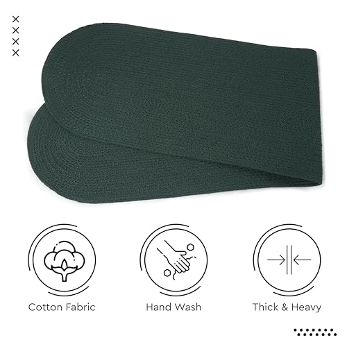 Image of Encasa XO Table Runner for 4 Seater | Handmade Ribbed Style Cotton | 30x137 cm | Dark Green | for Dining & Center Table