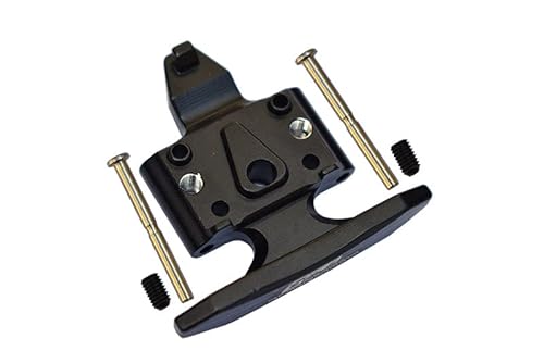 GPM For Losi 1/18 Mini-T 2.0 2WD Stadium Truck Upgrade Parts Aluminum Front Bumper with D-Rings + Aluminum Front Skid Plate - 5Pc Set Black