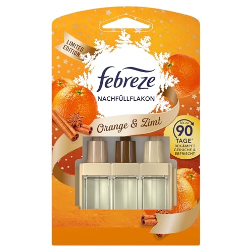 Febreze 3Volution Lufterfrischer Duftstecker Nachfüllflakon Orange & Zimt 20 ml, 3 Wechselnde Düfte Zum Bekämpfen Von Gerüchen