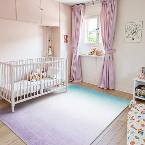 Tapete lavable 5x7 pies con diseño degradado morado miniatura 4