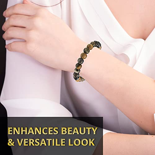 Image of ANAYA AGATE Healing Crystal Bracelet for Women and Men - 8mm Round Beaded Bracelet for Men and Women - Unisex Stretchy Gemstone Bracelet for Healing and Protection