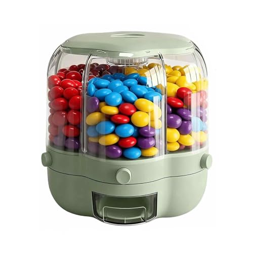 Aosrioylt Distributore Di Caramelle Girevole a 360° Con 6 Scomparti, Contenitore Trasparente Multiuso, Ripiano for Rifornimento Natalizio, Dolcetti Grande Capacità Snack, Caramelle, Riso(B-s)
