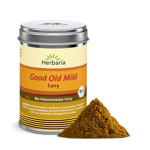 Herbaria Good Old Mild Curry bio 80g M-Dose – Bio-Currypulver, Bio-Curry-Mischung - fertige Bio-Gewürzmischung für klassische Curry-Spezialitäten mit erlesenen Zutaten - in nachhaltiger Aromaschutz-Dose