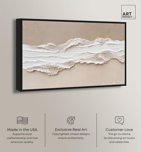 Art Remedy Textured Sea I Canvas Neutral Boho, Black Frame, 24 x 16 by Art Remedy - Used condition - Image 2