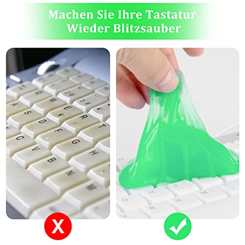 LUPATDY 4 Stück Tastatur Reinigung Keyboard Cleaner, Auto Reinigungsgel, Universeller Reinigungsgel, Wiederverschließbar, Magischer Staubschutzkleber (80g x 4 Grün)