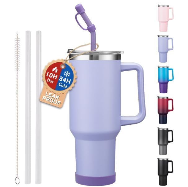 Image of ICIOI 40 oz Insulated Tumbler with Handle & Straw Spout Lid, Coffee Mug