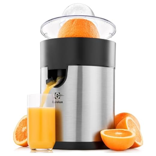 Eurolux Electric Orange Juicer, Sleek Effortless Citrus Juice Squeezer for Lemon, Lime, Grapefruit | Powerful Motor, Easy to Clean, Removable Dishwasher-Safe Parts
