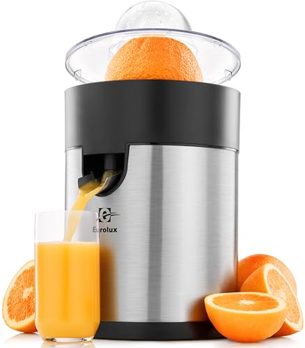 Eurolux Electric Orange Juicer, Sleek Effortless Citrus Juice Squeezer for Lemon, Lime, Grapefruit | Powerful Motor, Easy to Clean, Removable Dishwasher-Safe Parts