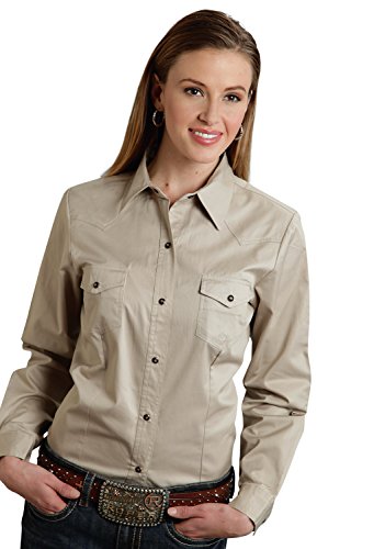 ROPER Poplin Western Shirt Ladies M Yellow