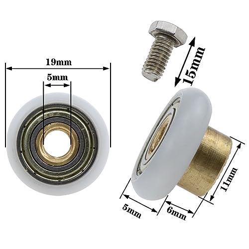 fengxiaomin 4 conjuntos de roldanas de vidro para banheiro com parafusos de aço inoxidável - 19 mm x