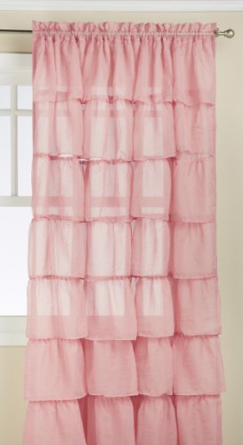 Lorraine Home Fashions Gypsy Shabby Chic Layered Ruffle Window Curtain Panel, 60 by 84-Inch, Pink