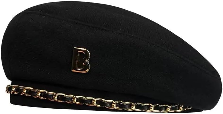 Women Chain Berets Hat Lady Winter Vintage Fashion Flat Painter Hat Girls Berets Cap