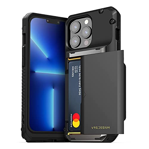 VRS DESIGN Damda Glide Pro for iPhone 13 Pro, Sturdy Semi Auto Wallet [4 Cards] Case Compatible for iPhone 13 Pro Case (2021) Black