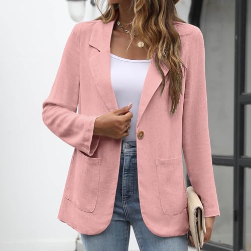 Blazers for Women Business Casual Lightweight Cardigan Notched Lapel Pad Long Sleeve Suit Jacket with Pockets3