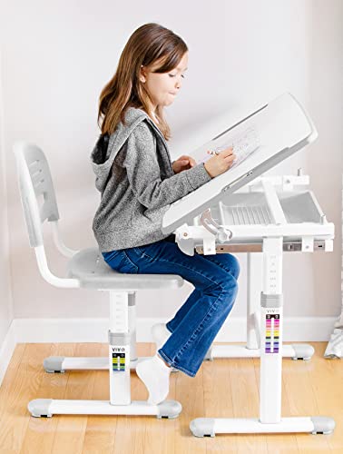 Vivo Gray Height Adjustable Childrens Desk And Chair Set | Kids Interactive Workstation #TOP3