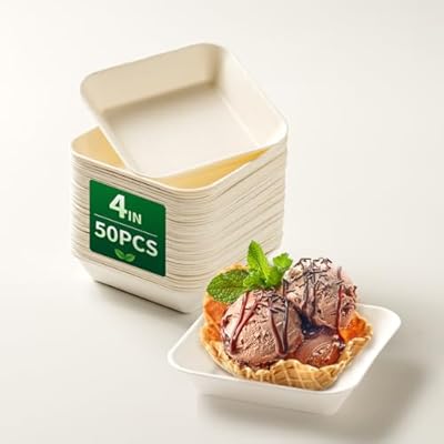 TreeMVI Disposable 4IN Dessert Plates: 100PCS S...