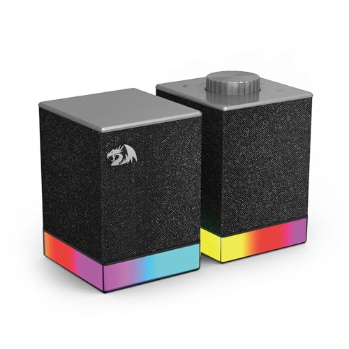 Redragon GS517 RGB Computerlautsprecher - 2.0 Stereo-Soundsystem mit BT- und USB-Dualverbindung, 8 RGB-Beleuchtungseffekten, Touch-Steuerung und Lautstärkeregler - Perfekt für...