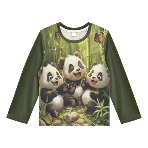 Happy Pandas Green Boy's Rash Guard Swim Shirt Long Sleeve Sun Shirt for Toddler Kid UPF50+