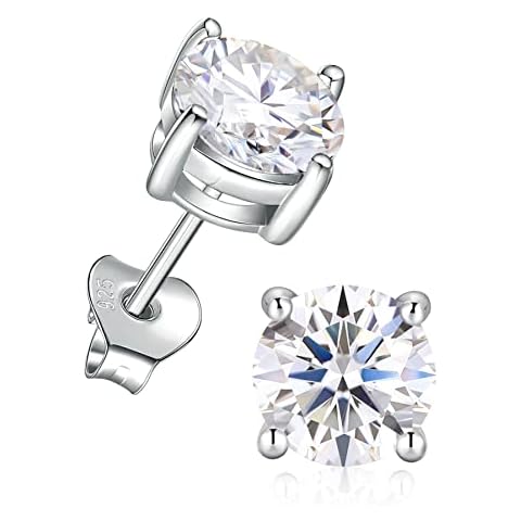 SILVERNANA 925 Sterling Silver Moissanite Stud Earrings 2.4ct Round Cut Moissanite Diamond Earrings for Women Cover