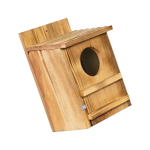 Image of Hsyzygian Large Wooden Bird Nest Box Feeder Shelter House for Owl Parrots Outdoor Garden Yard Decoration Wildbird Watching Hanging Bird