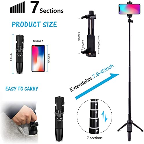 Selfie Stick, Iphone Tripod Stand With Wireless Remote, 42" Best Selfie Stick For Iphone 14 13 12 Pro Max Samsung Cellphone, Mini Portable Travel Small Tripod For Iphone Android Filming #TOP3