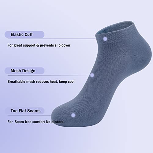 Image of SERISIMPLE Ultra-Thin Comfort Viscose Bamboo Mesh Ankle Socks for Women -Breathable Lightweight Low-Cut Socks 5 Pairs