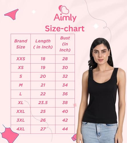 Image of Aimly Women's Regular Fit Cotton Camisole Slip Spaghetti | Combo Pack of 2