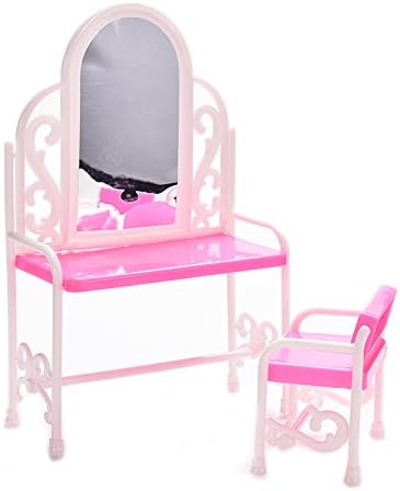 BESTIM INCUK Dollhouse Furniture Dressing Table and Chair for Barbies Dolls Bedroom Furniture
