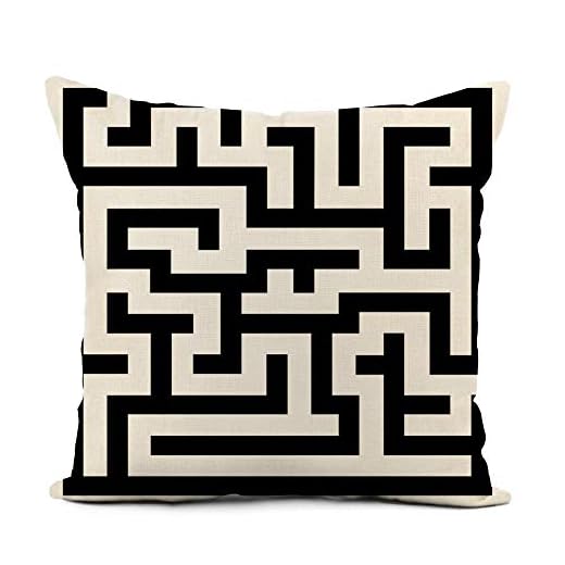 Linne prydnadskudde överdrag grå labyrint av labyrint enkelt komplicerat pussel sök konstruktion heminredning örngott 45 x 45 cm kuddöverdrag för soffa bäddsoffa och bil