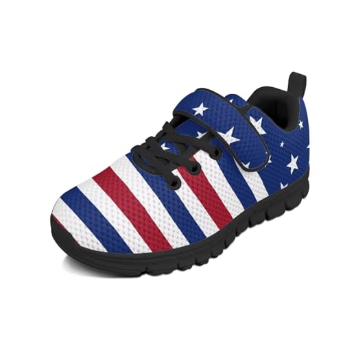 Kids Shoes Little Kid Boys Girls Athletic Running Sports Strap Sneakers for Little Kid/Big Kid Classic America Flag Star Pattern