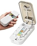 Pill Cutter Splitter for Small and Large Pills,3-in-1 Professional Pill Cutter 1/4,1/2, and 1/3 Pills Splitter for Multiple, Adjustable Medicine Cutting with Storage Box (Transparent White)