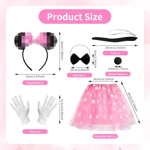 Yi'antai Costume de Souris pour Femme, Deguisement Mouse Femme, Costume de Mini Souris avec Tutu Rouge, Serre-Tête Mini Souris, Costume Adulte pour Carnaval, Fête Costumée (C) – vue 2