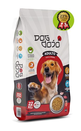 Dog Dojo Croquetas para Perro Adulto Alta Digestión, Probióticos, Prebióticos, Todas Las Razas Premium 22+3Kg