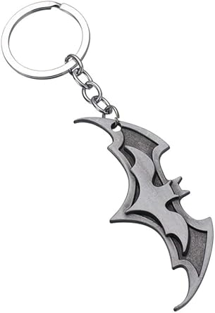 Bat-Shaped Metal Keychain, Silver, Gothic Style