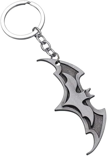 Bat-Shaped Metal Keychain, Zinc Alloy Key Ring, Silver, Goth